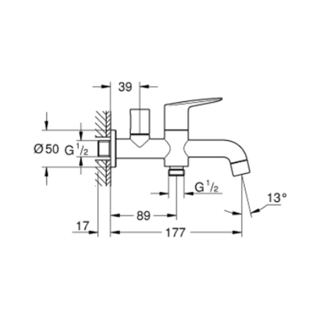 Grohe wc area 2 way bib tap bauedge 20284001 20284001 Chrome - image 4