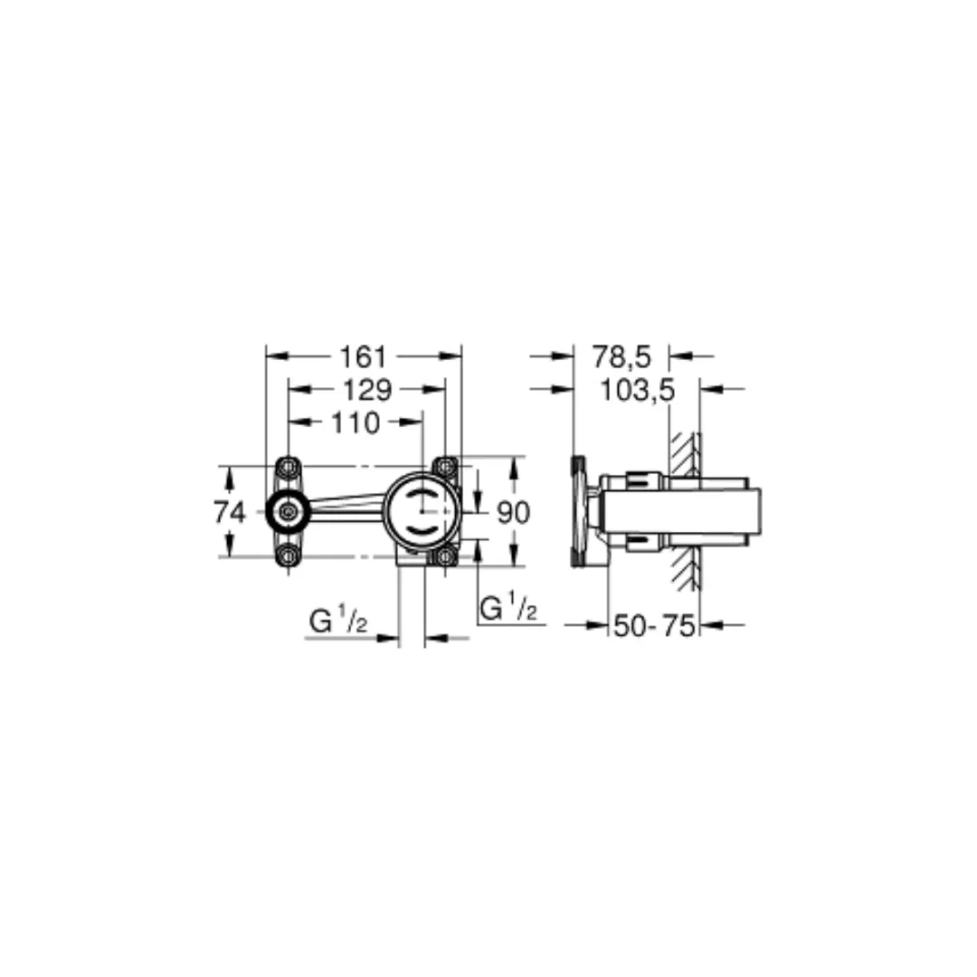 Grohe wall mount basin mixer valve 23429000 23429000 Chrome - image 4