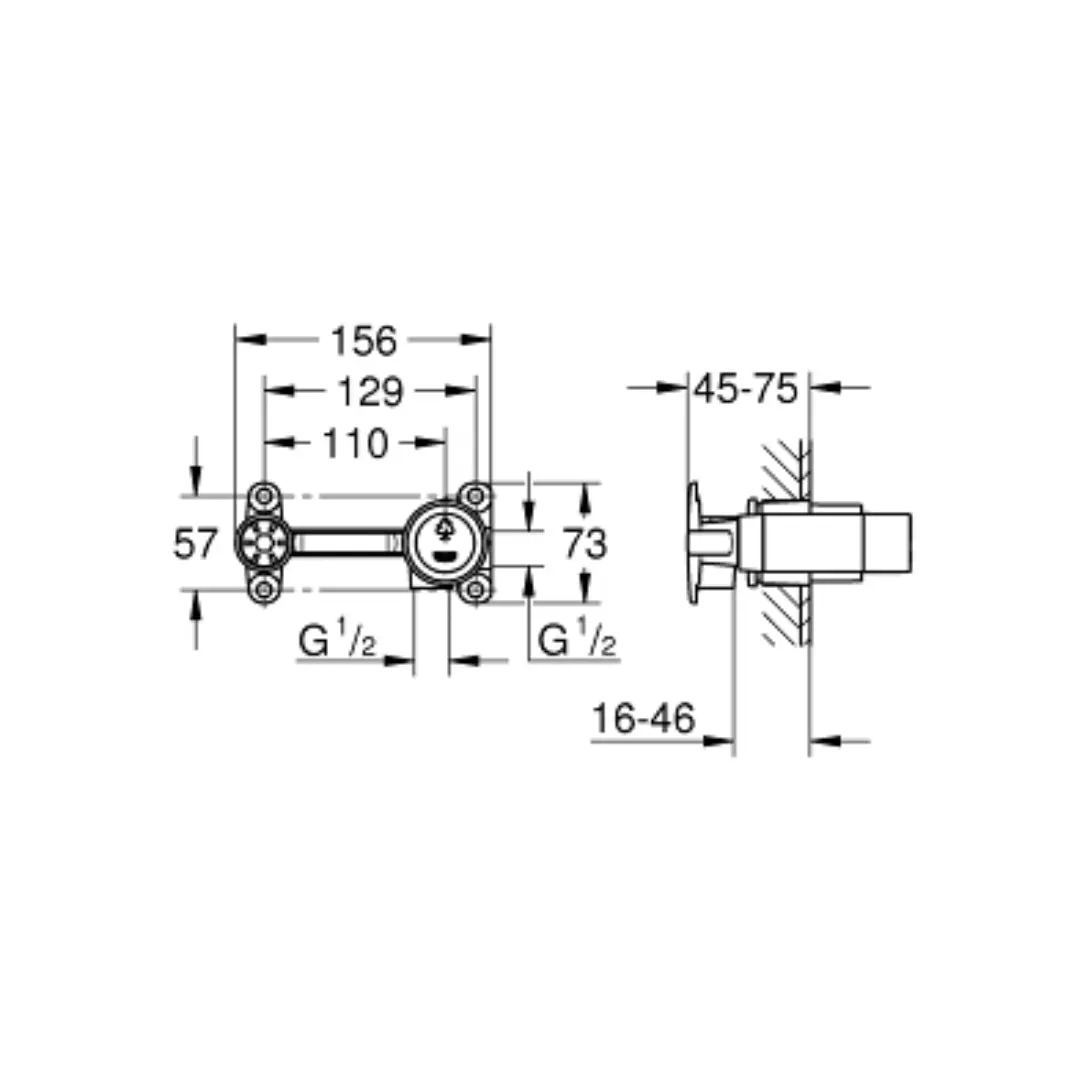 Grohe wall mount basin mixer valve 32635000 32635000 Chrome - image 2