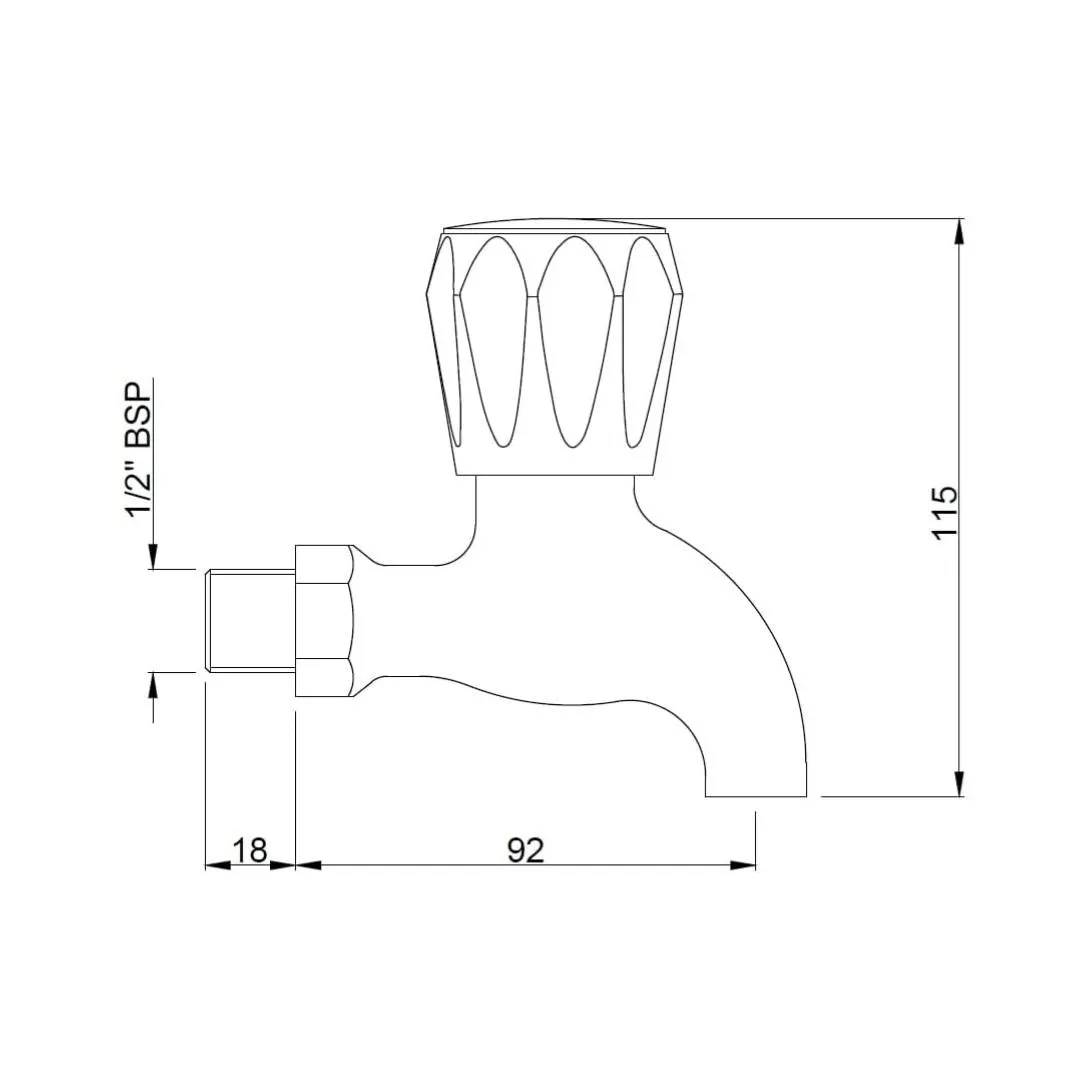Jaquar wc area bib tap Continental CON-CHR-037KN Chrome - image 2