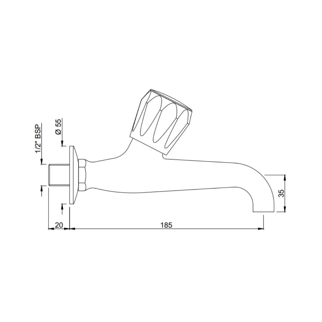 Jaquar wc area bib tap Continental CON-CHR-107KN Chrome - image 2