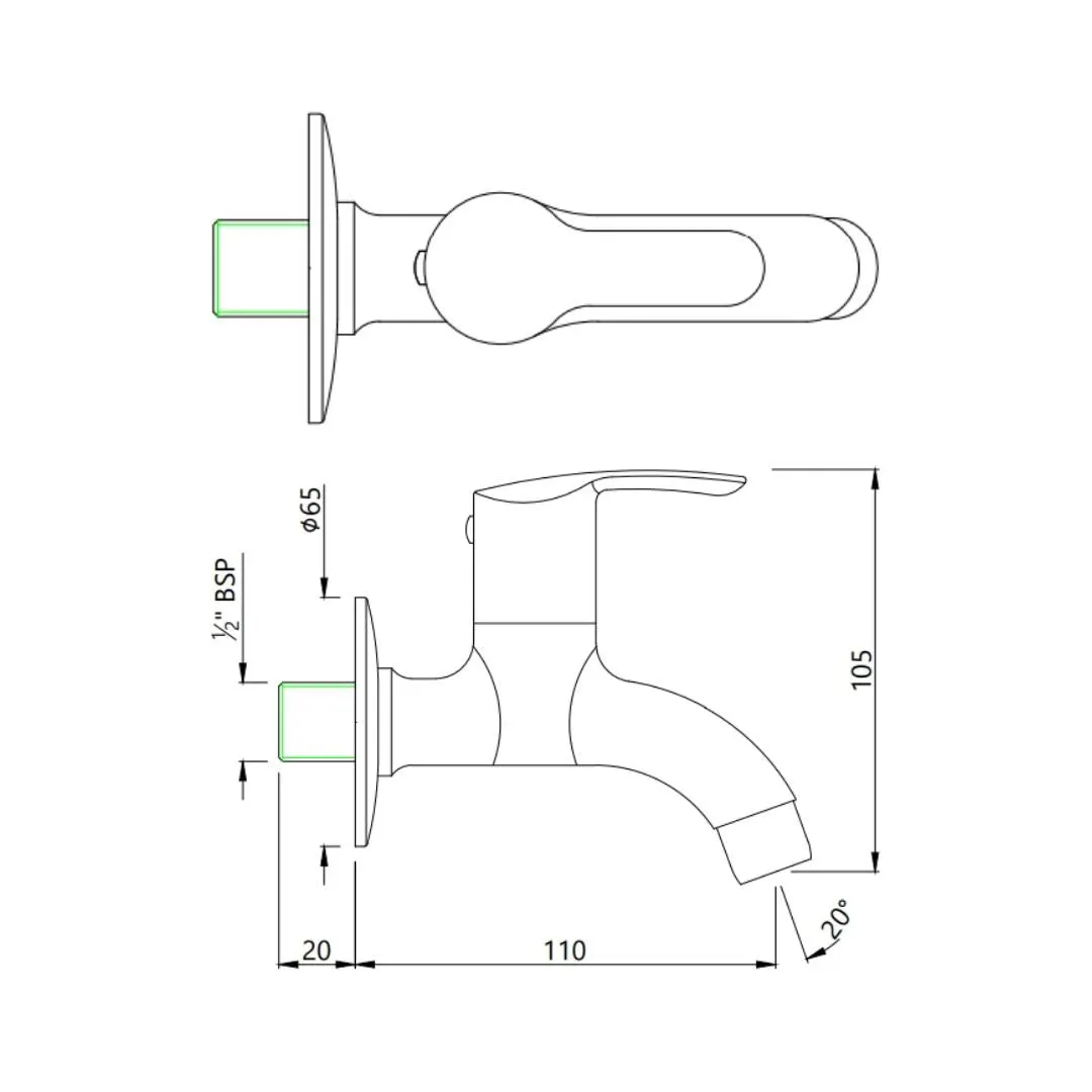 Essco wc area bib tap Cosmo COS-CHR-103037 Chrome - image 2