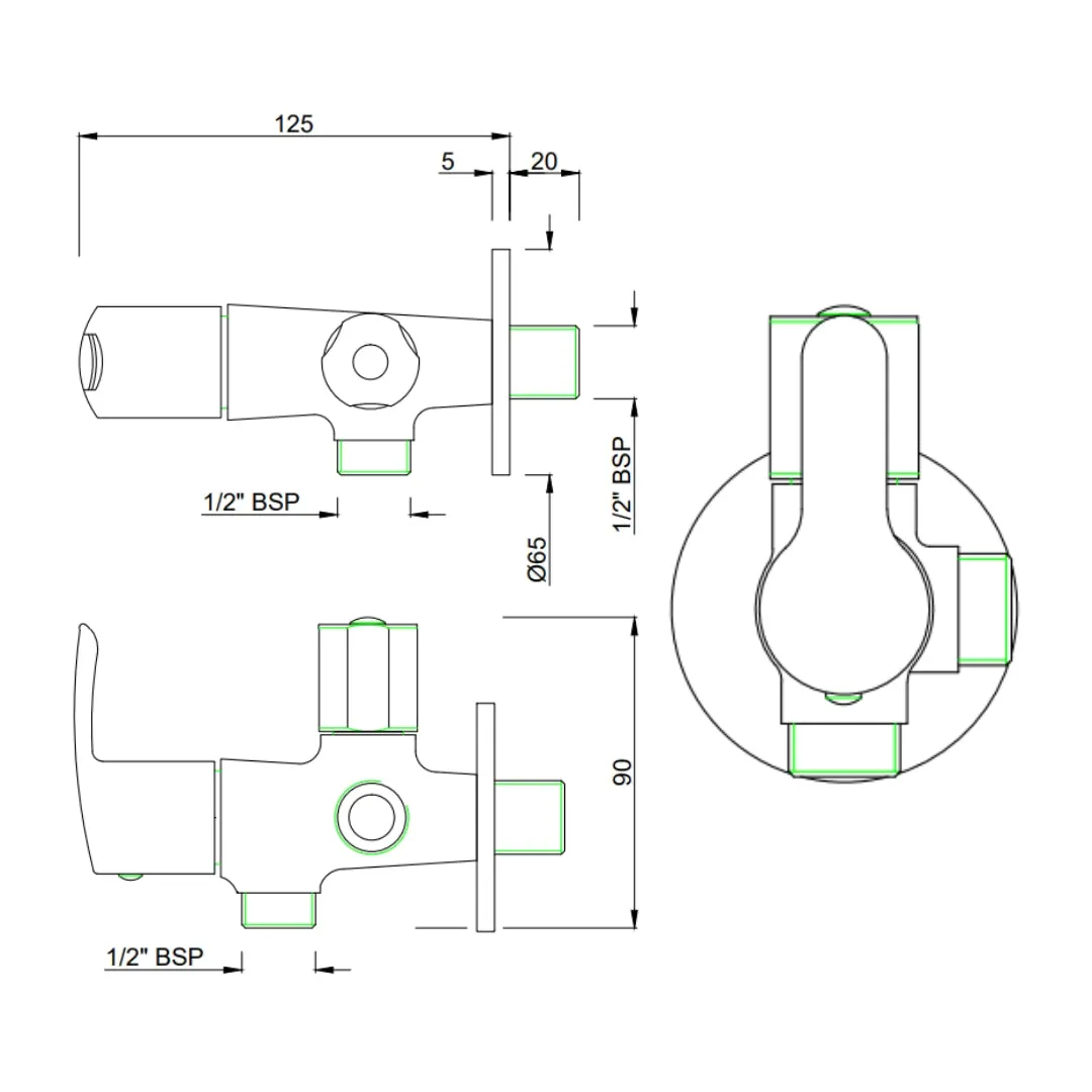 Essco basin area 2 way angle valve Cosmo COS-CHR-103067 Chrome - image 2