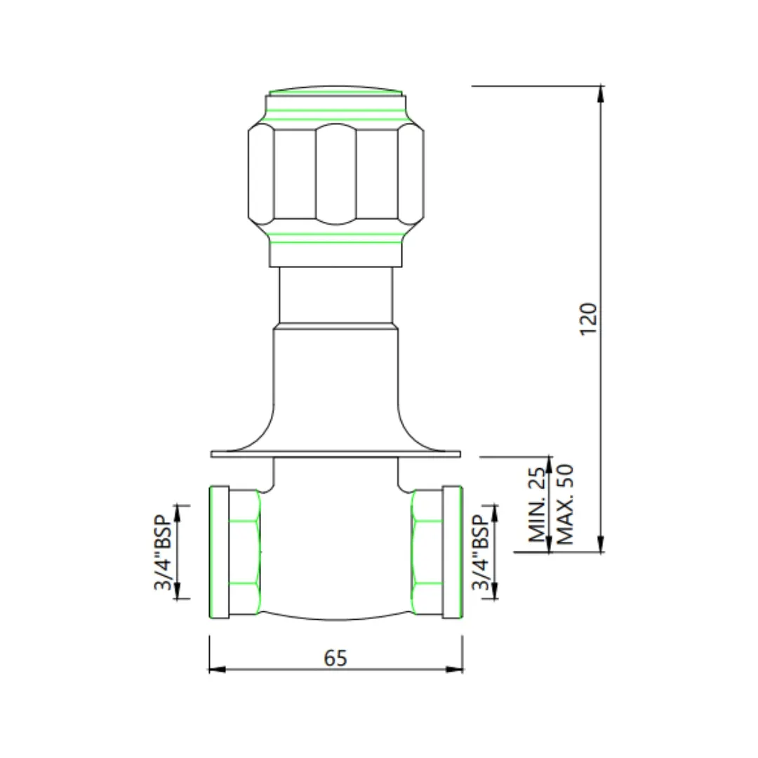 Essco basin area stop valve Delux DLX-CHR-514CKN Chrome - image 2