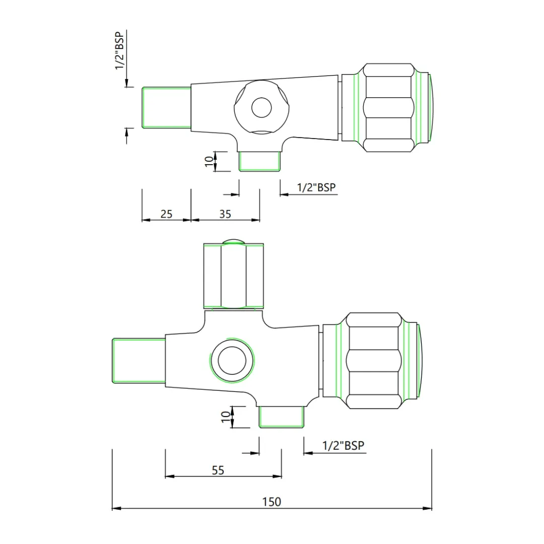 Essco basin area 2 way angle valve Delux DLX-CHR-526AKN Chrome - image 2