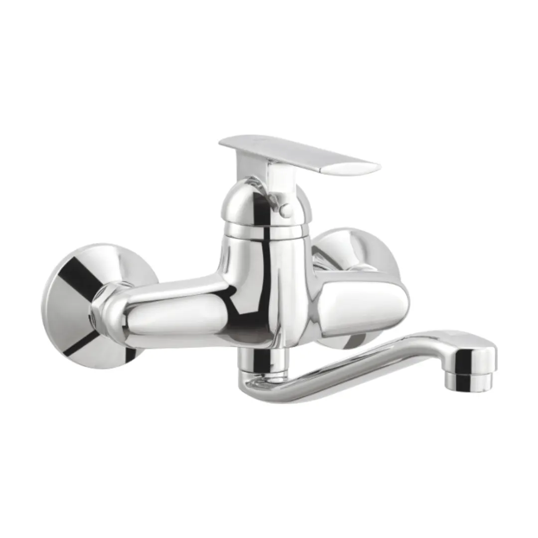 Cera wall mounted regular kitchen sink mixer titanium F1003531 with swinging spout in chrome finish F1003531 Standard