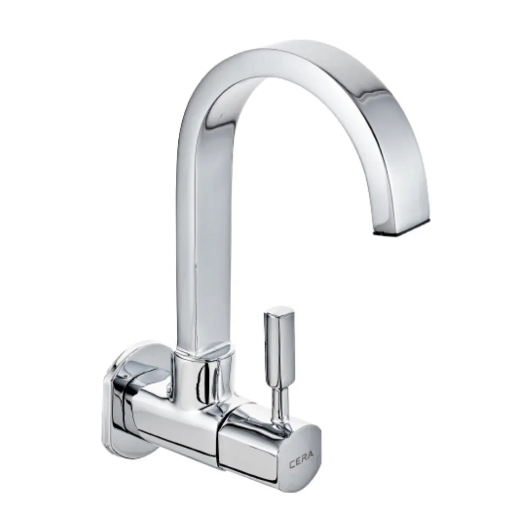Cera wall mounted regular kitchen sink tap gayle F1014251 with swinging spout in chrome finish F1014251 Standard