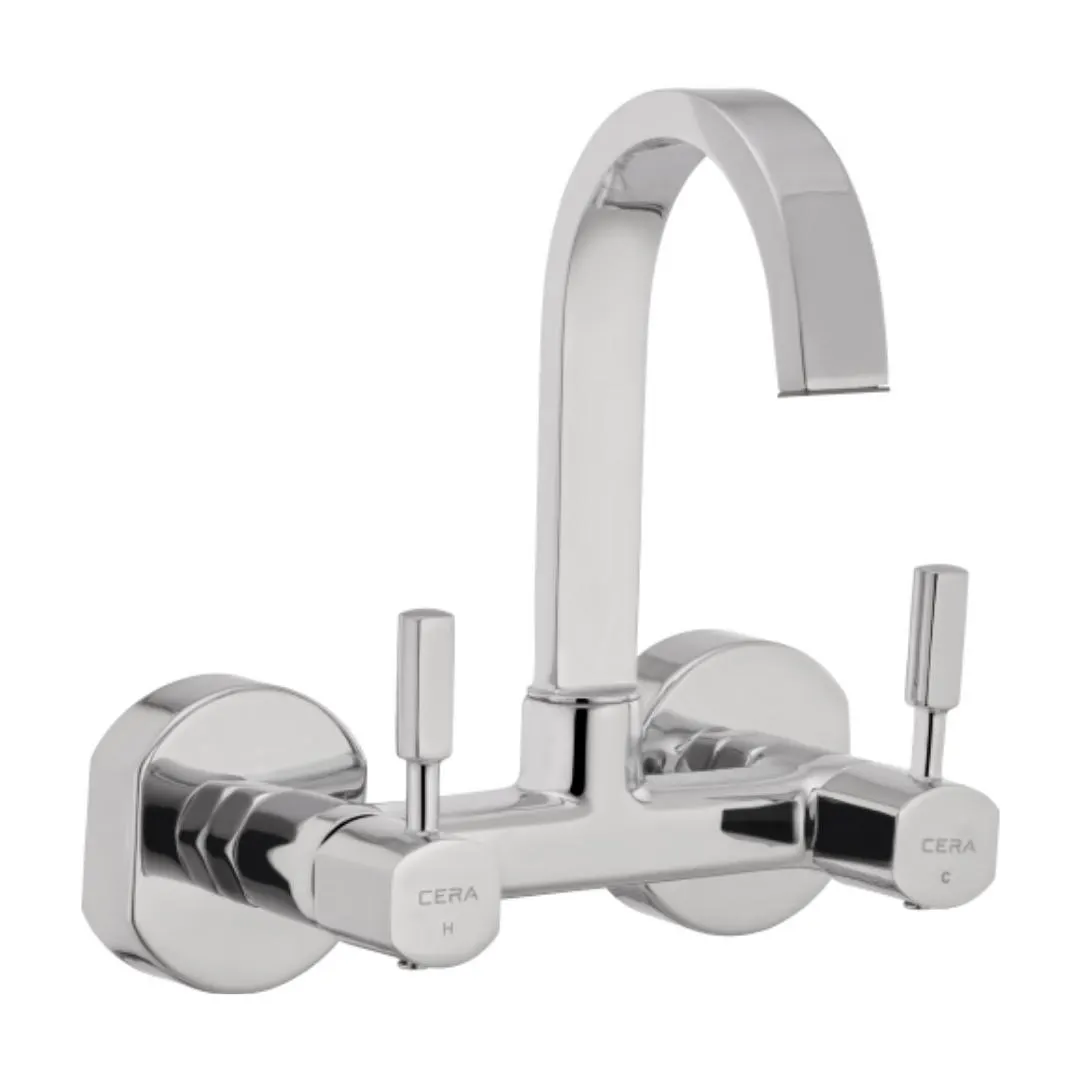 Cera wall mounted regular kitchen sink mixer gayle F1014501 with swinging spout in chrome finish F1014501 Standard