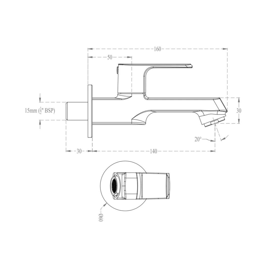 Cera wc area bib tap chelsea F1016151GG F1016151GG Graphite Grey - image 2