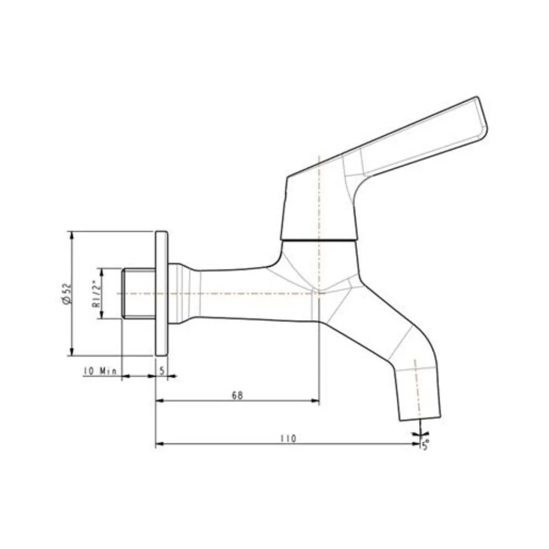 American Standard wc area bib tap winston FFAST602-000500BF0 FFAST602-000500BF0 Chrome - image 2