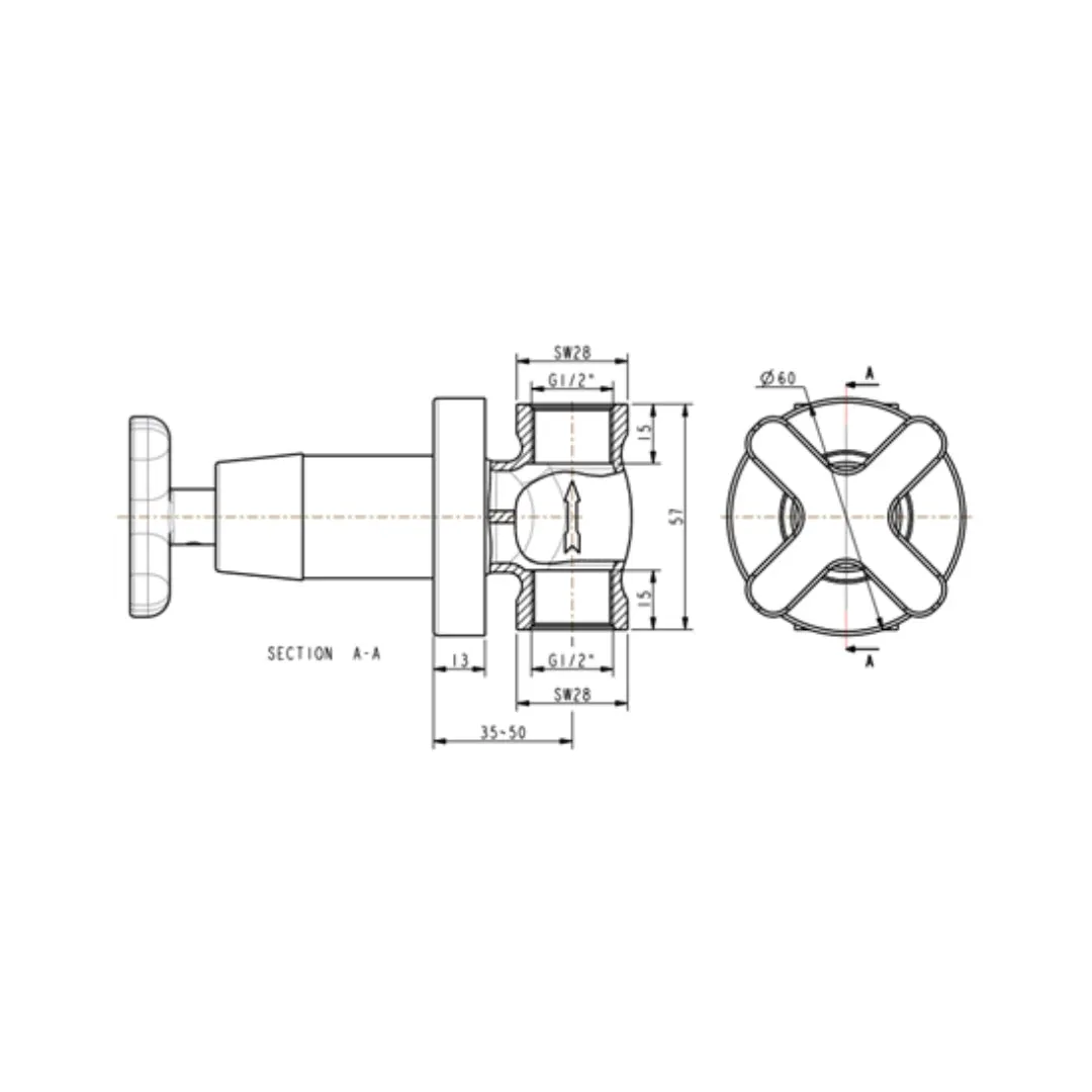 American Standard basin area stop valve winston FFAST705-709500BF0 FFAST705-709500BF0 Chrome - image 2