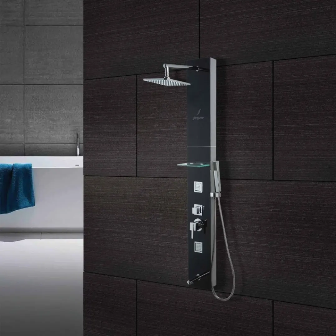 Jaquar manual 4 way shower panel SHP-BLK-G0842JAX Black Glass