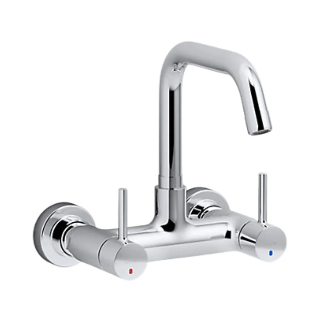 Kohler wall mounted regular kitchen sink mixer cuff K-37315IN-4-CP with swinging spout in chrome finish 37315IN-4-CP Standard