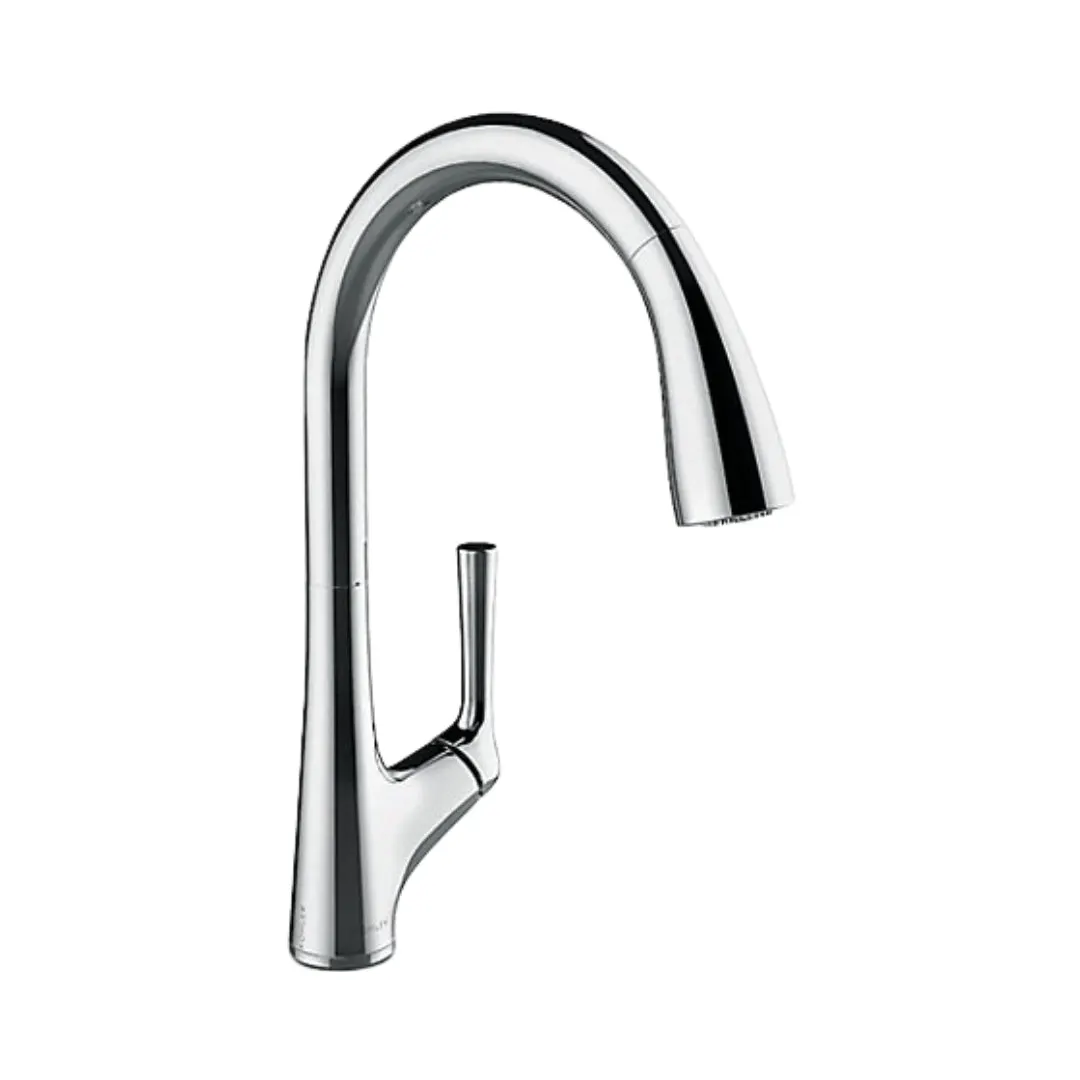 Kohler table mounted pull-down kitchen sink mixer malleco K-77748IN-4-CP with extractable hand shower spout in chrome finish 77748IN-4-CP Standard