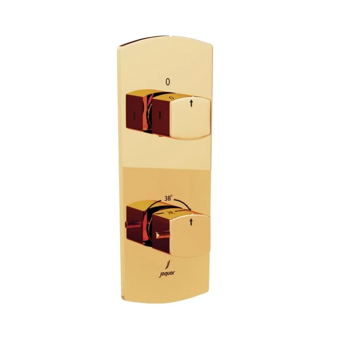 Jaquar 2 way thermostatic diverter Kubix Prime normal flow KUP-GBP-35681NKPM Gold Bright PVD