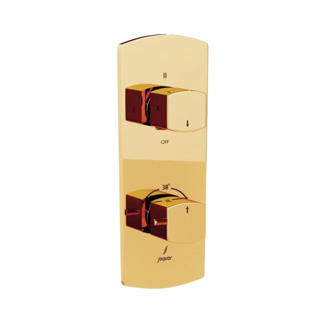 Jaquar 3 way thermostatic diverter Kubix Prime normal flow KUP-GBP-35683NKPM Gold Bright PVD