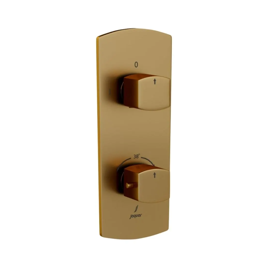 Jaquar 2 way thermostatic diverter Kubix Prime normal flow KUP-GMP-35681NKPM Gold Matt PVD
