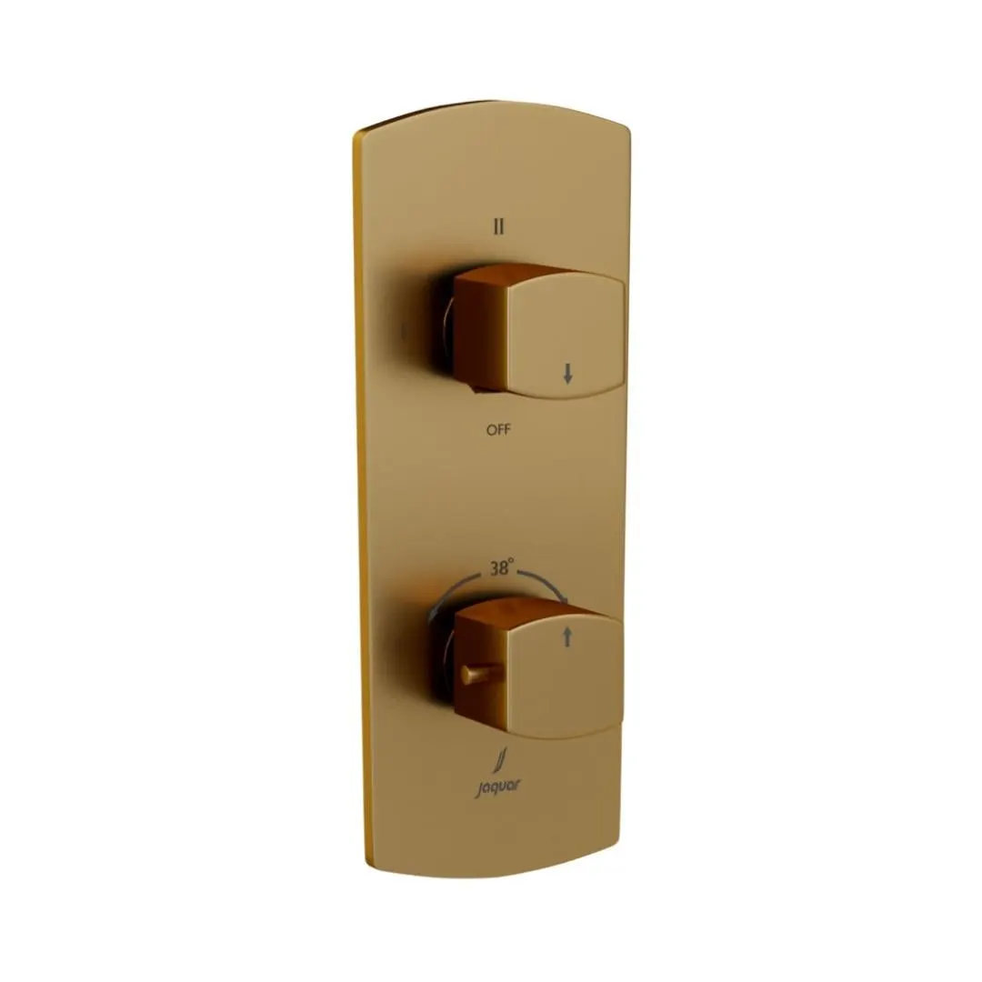 Jaquar 3 way thermostatic diverter Kubix Prime normal flow KUP-GMP-35683NKPM Gold Matt PVD