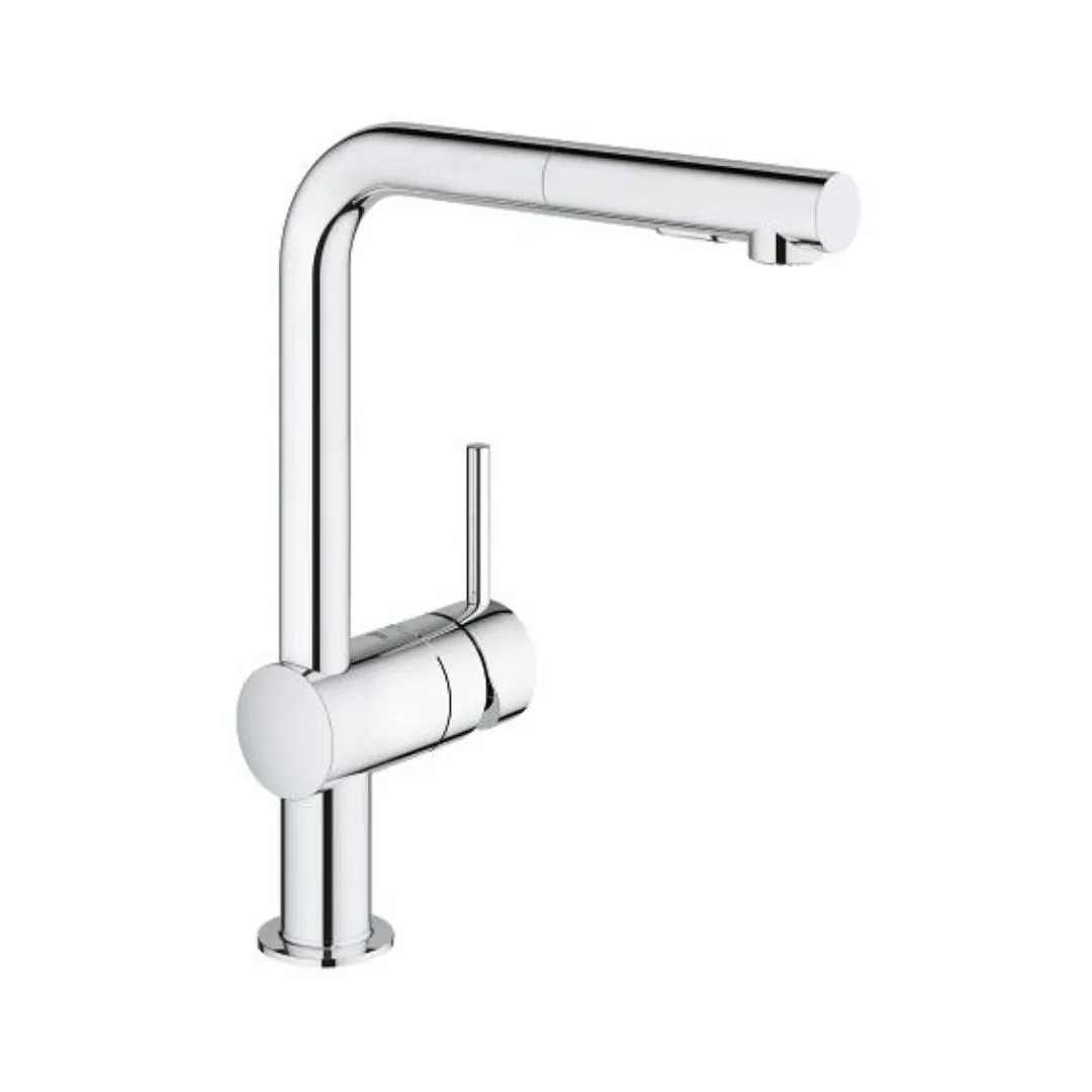 Grohe table mounted pull-out kitchen sink mixer minta 30274000 with extractable hand shower spout in chrome finish 30274000 Standard