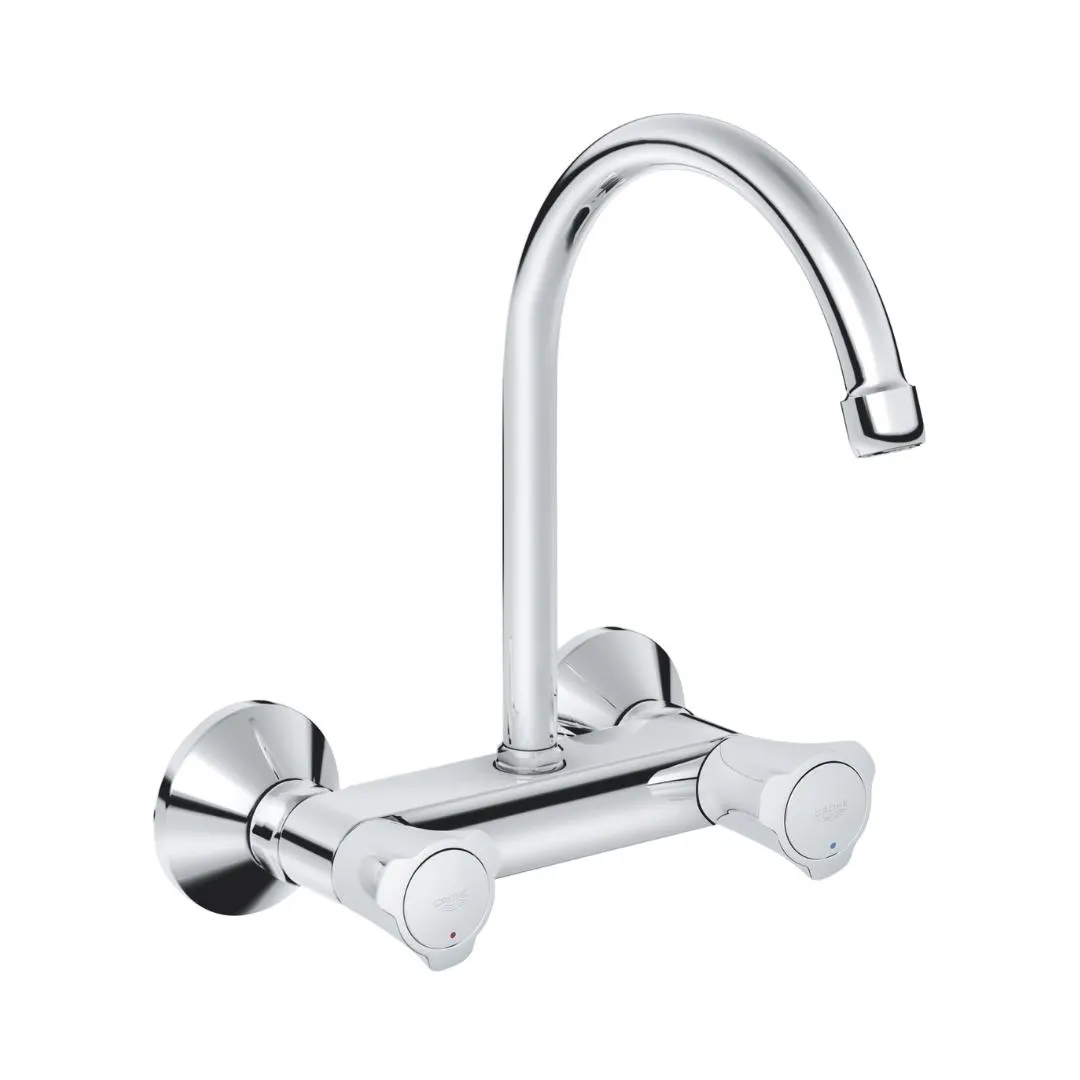 Grohe wall mounted regular kitchen sink mixer costa l 31191001 with swinging spout in chrome finish 31191001 Standard