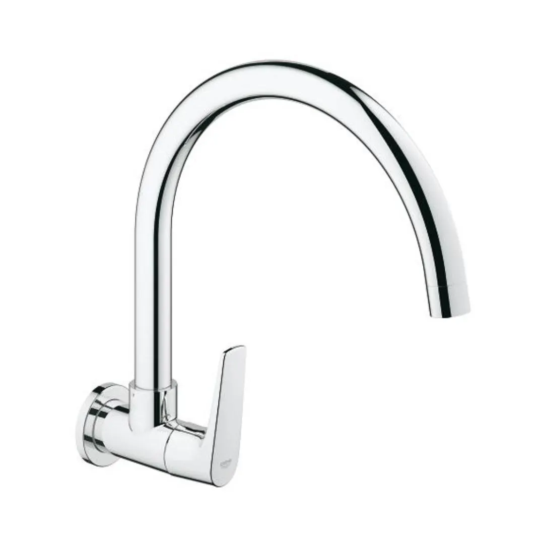 Grohe wall mounted regular kitchen sink tap bauflow 31225000 with swinging spout in chrome finish 31225000 Standard