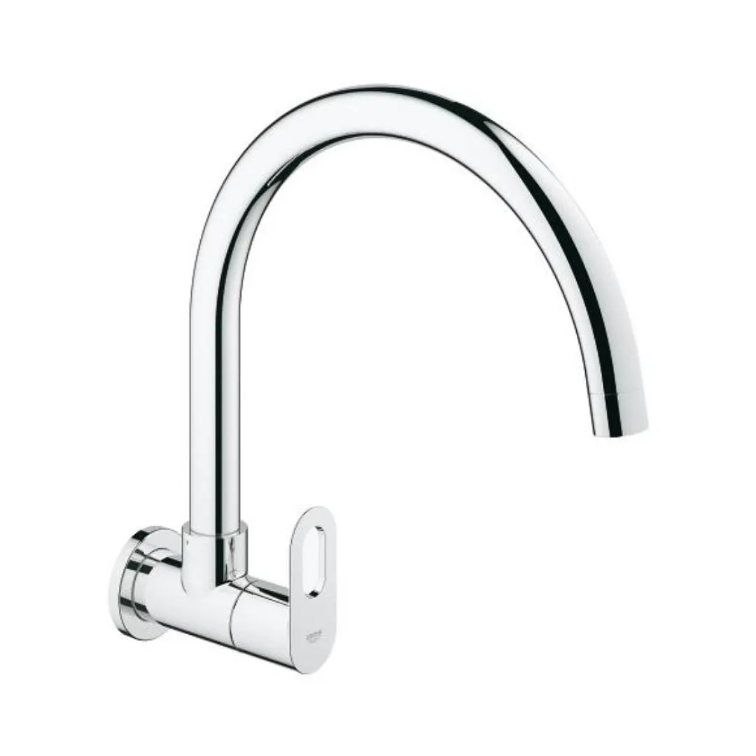 Grohe wall mounted regular kitchen sink tap bauloop 31227000 with swinging spout in chrome finish 31227000 Standard