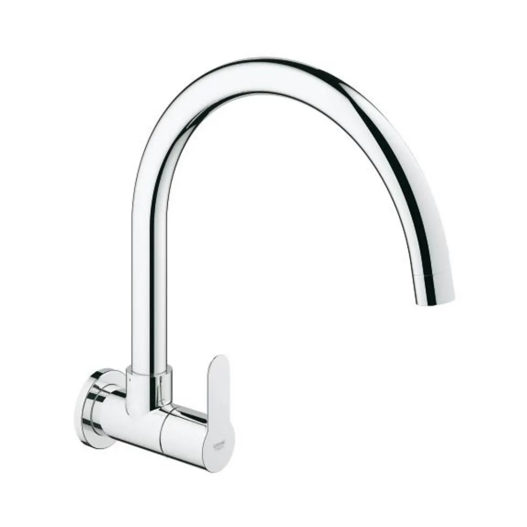 Grohe wall mounted regular kitchen sink tap bauedge 31228000 with swinging spout in chrome finish 31228000 Standard