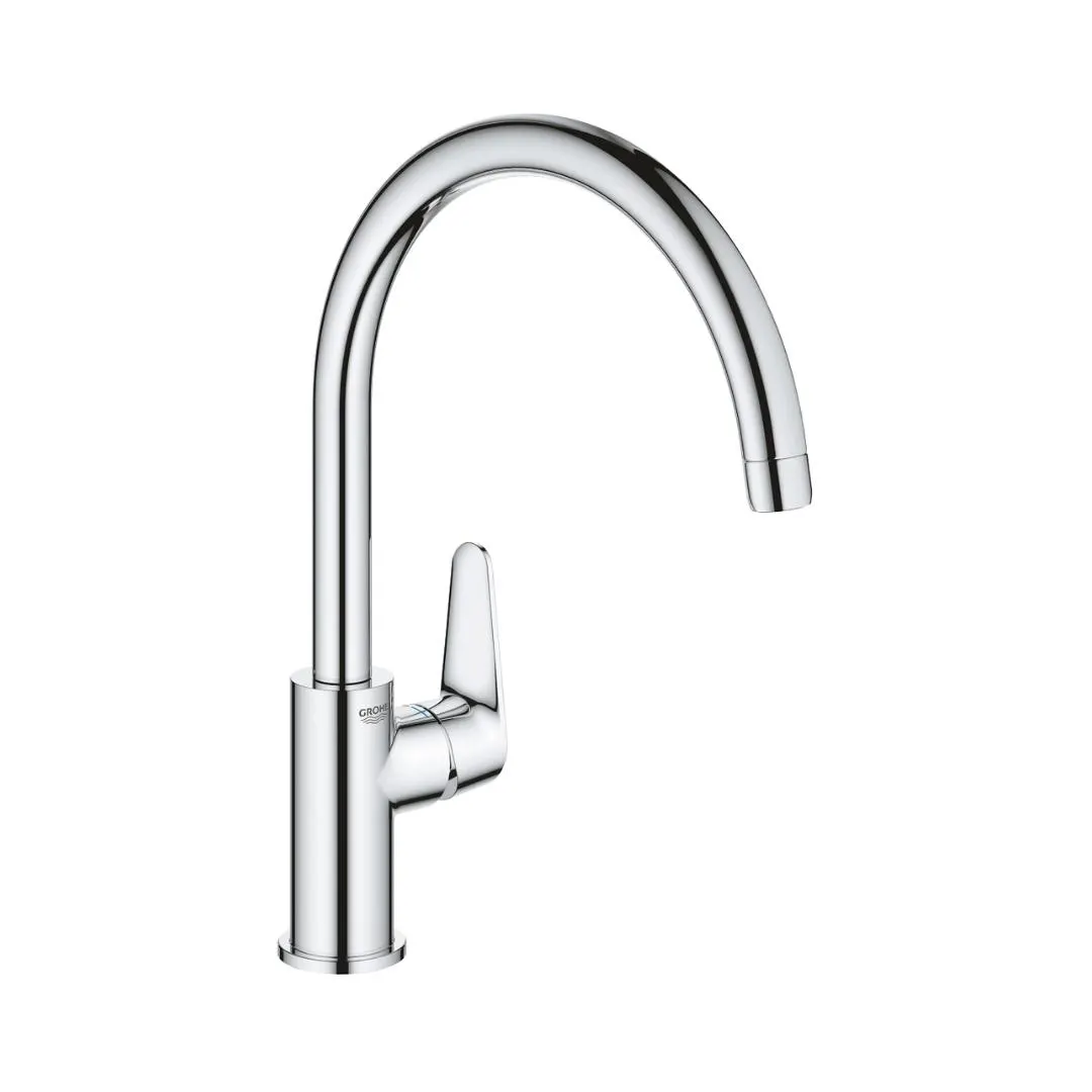 Grohe table mounted regular kitchen sink mixer baucurve 31231001 with swinging spout in chrome finish 31231001 Standard