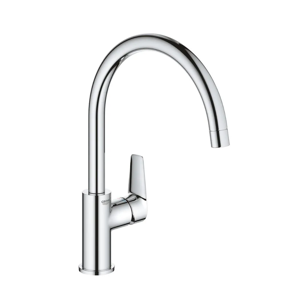 Grohe table mounted regular kitchen sink mixer bauedge 31233001 with swinging spout in chrome finish 31233001 Standard