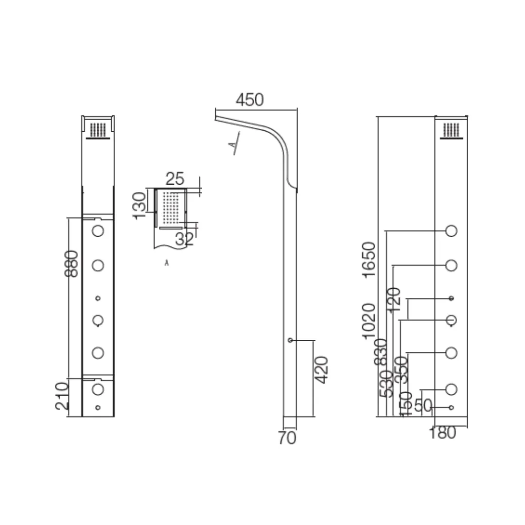 Parryware manual 4 way shower panel C884099 C884099 Stainless Steel - image 2
