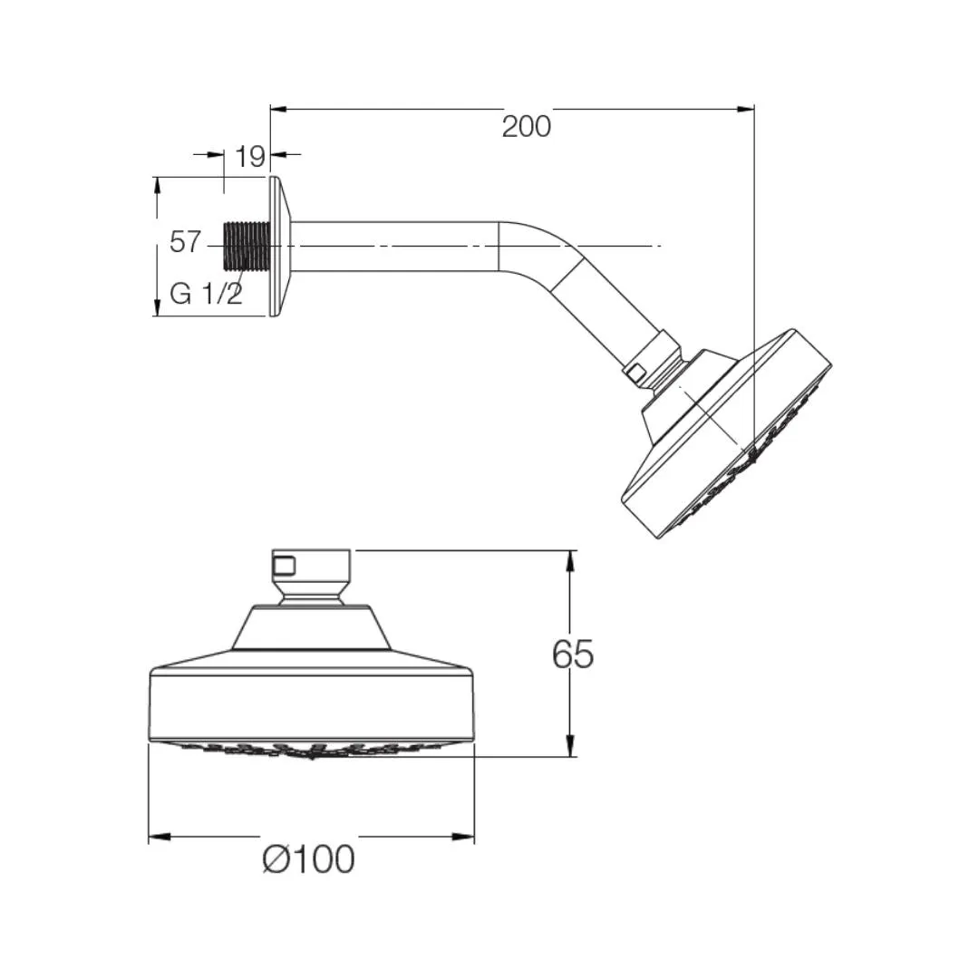 Parryware single flow overhead shower E8380A1 E8380A1 Chrome - image 2