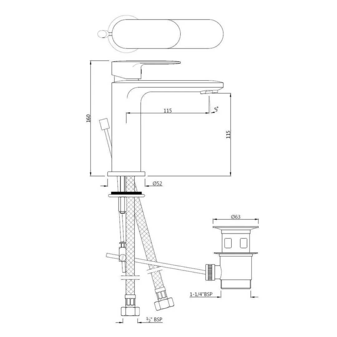 Jaquar table mounted regular basin mixer Opal Prime OPP-BCH-15051BPM Black Chrome - image 2