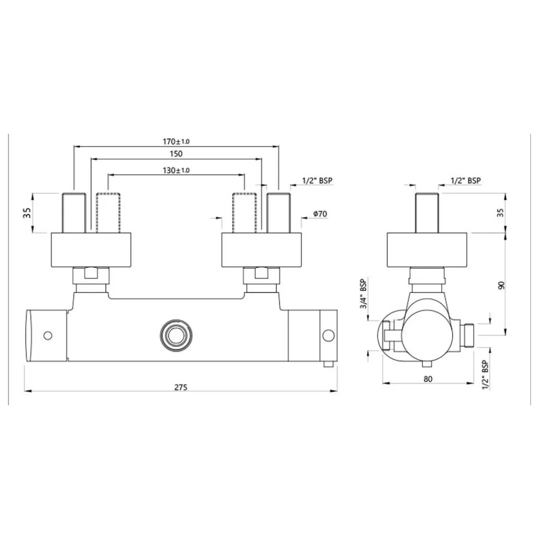 Jaquar 2 way thermostatic mixer Opal Prime normal flow OPP-BLM-15653PM Black Matt - image 2