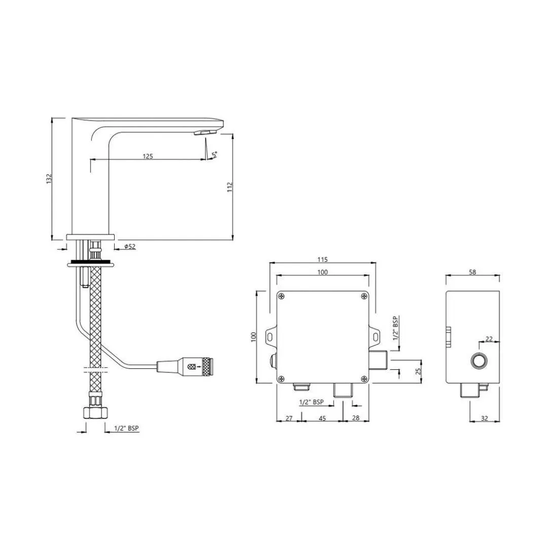 Jaquar table mounted regular sensor basin tap Opal Prime snr 15019PM - black matt SNR-15019PM Standard - image 2
