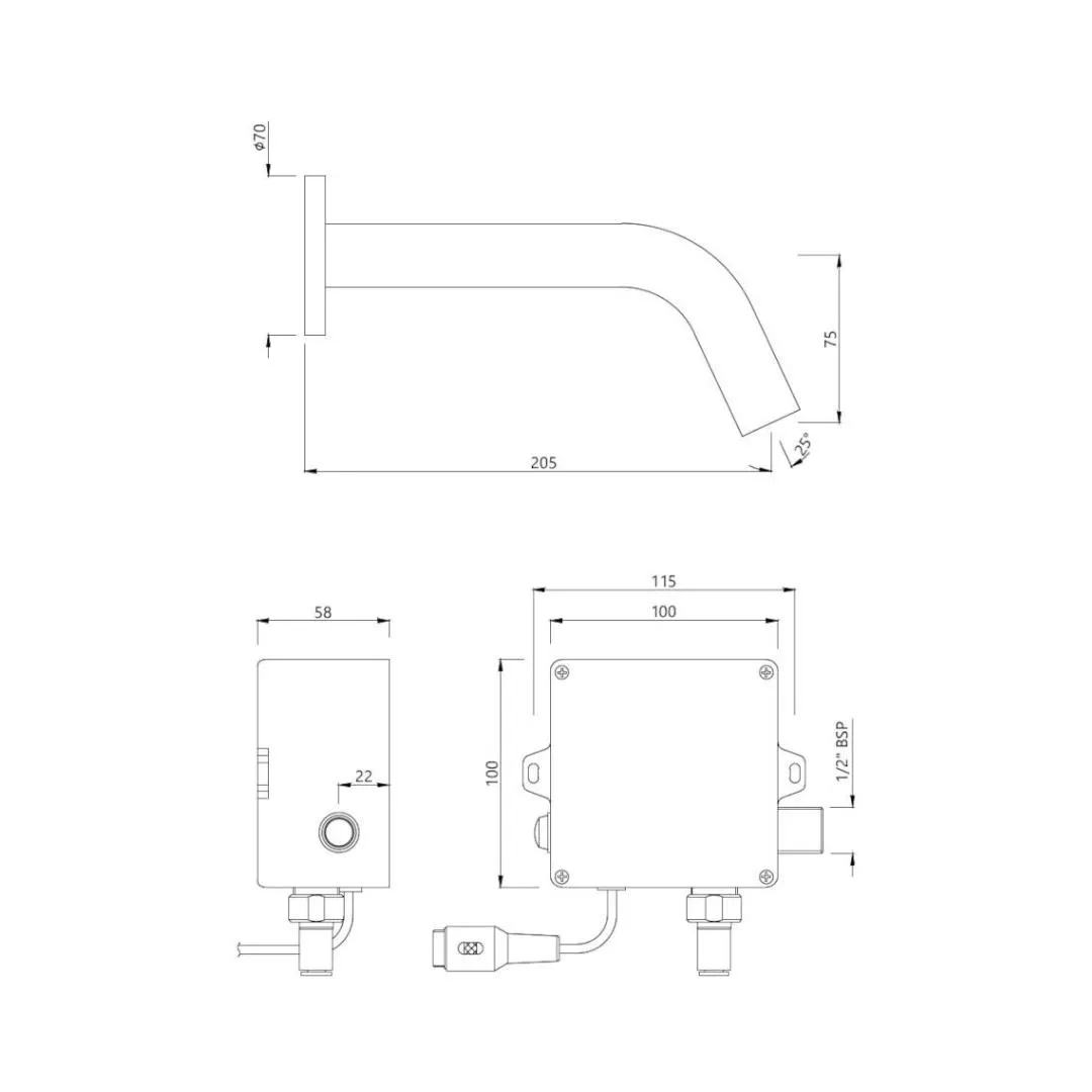 Jaquar wall mounted sensor basin tap Blush snr 51443 - black matt SNR-51443 Standard - image 2