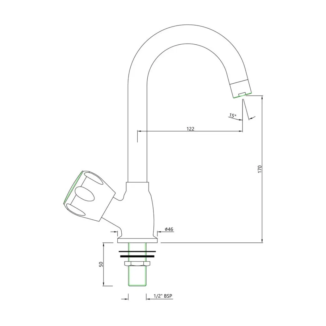 Essco table mounted regular kitchen sink tap sumthing special SQT-523S with swinging spout in chrome finish SQT-523S Standard - image 2
