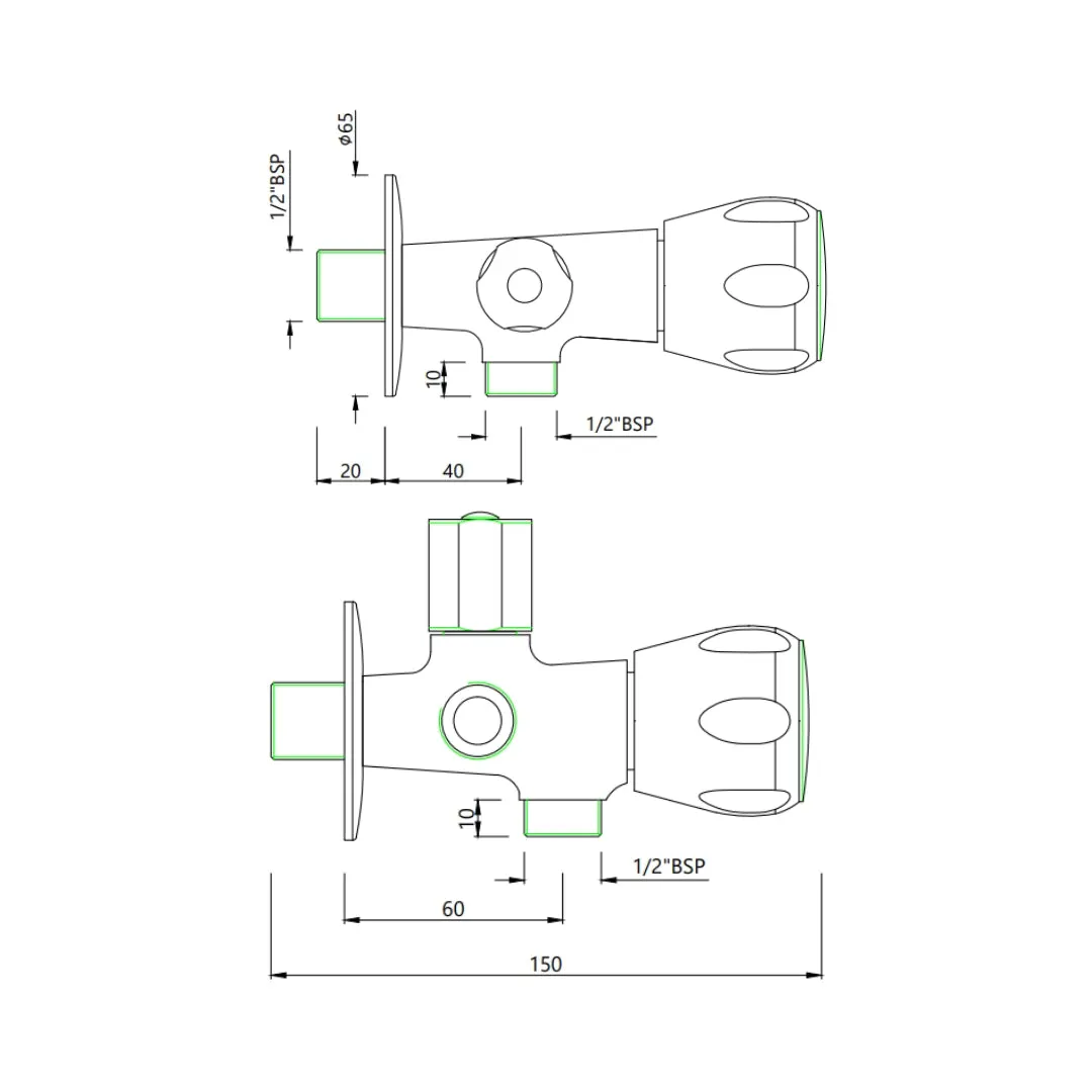 Essco basin area 2 way angle valve sumthing special SQT-CHR-526AFKN Chrome - image 2