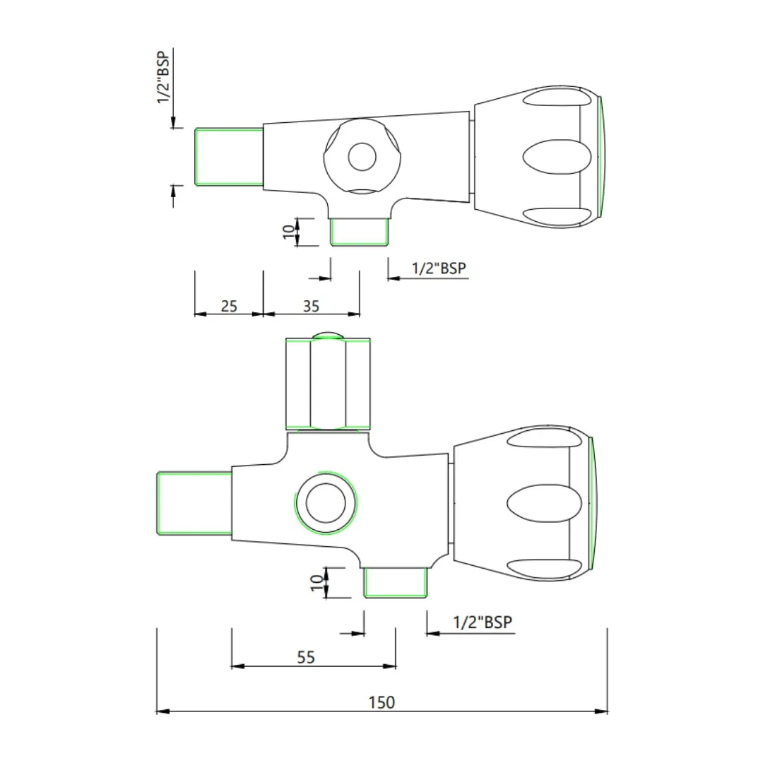 Essco basin area 2 way angle valve sumthing special SQT-CHR-526AKN Chrome - image 2
