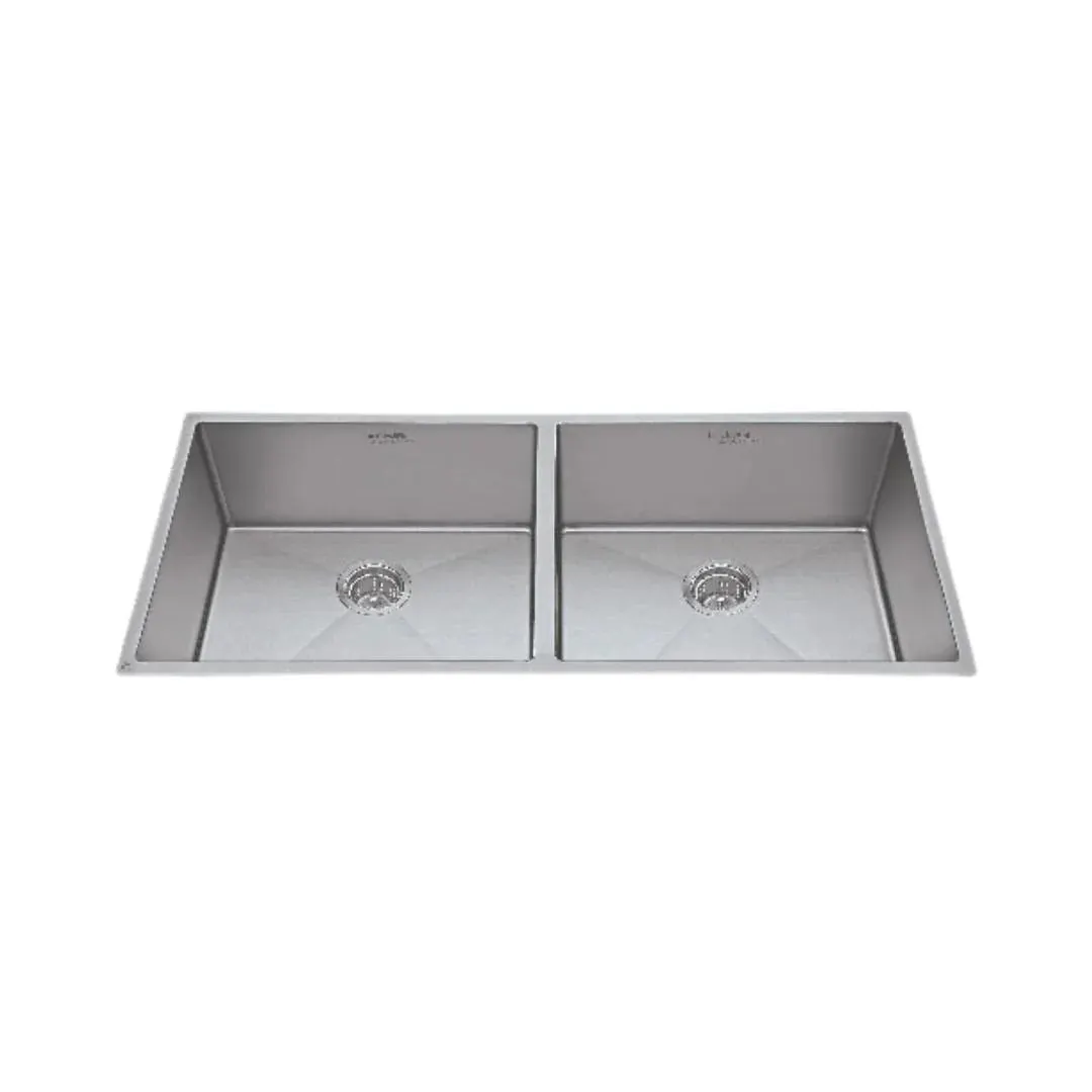 Hindware stainless steel Sink Handmade series double bowl superio 45 x 20 ( 45 x 20 inches ) HINDWARE-STAINLESS-STEEL-SINK-HANDMADE-SERIES-DOUBLE-BOWL-SUPERIO-45-X-20-45-X-20-INCHES-SATIN Satin