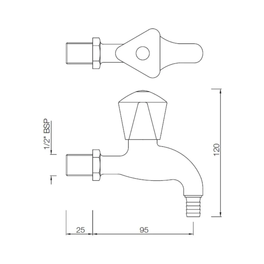 Essco wc area bib tap Tropical TQT-CHR-511A Chrome - image 2
