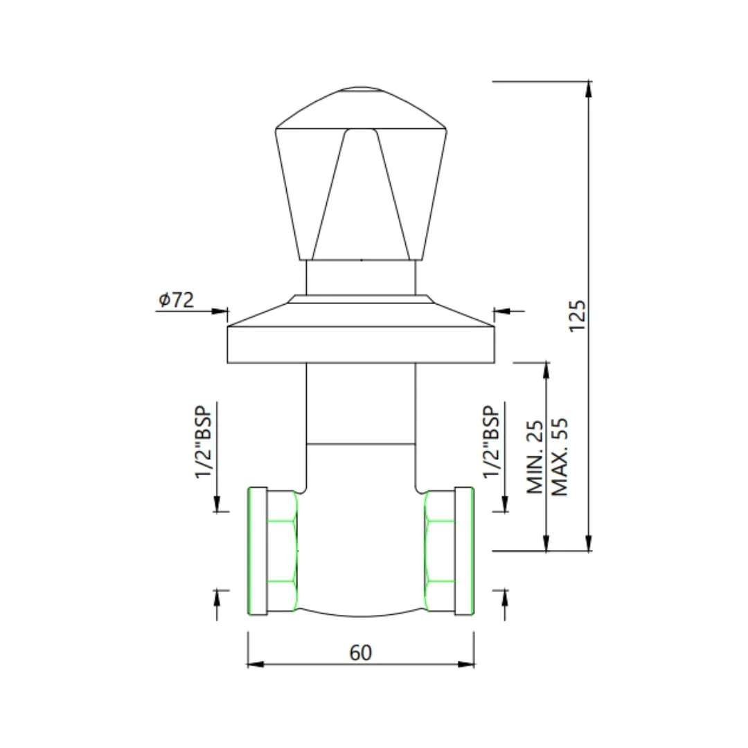 Essco basin area stop valve Tropical TQT-CHR-514E Chrome - image 2