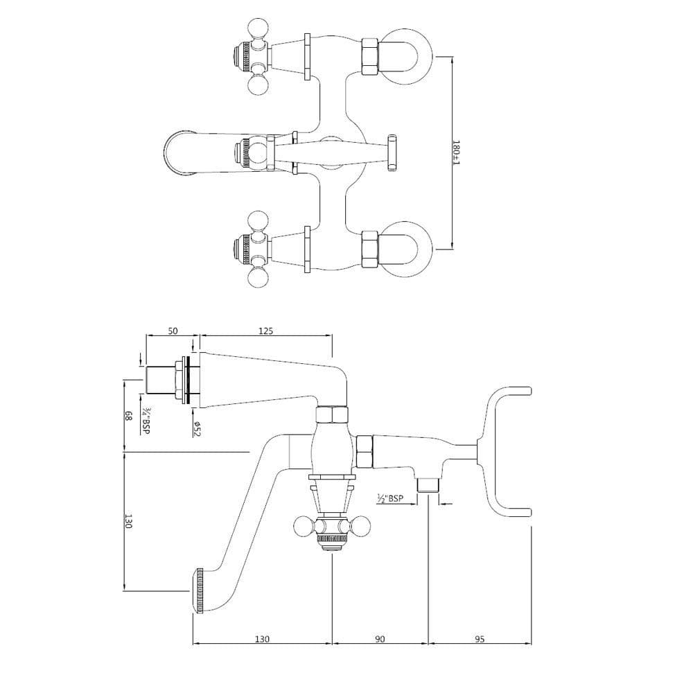 Jaquar Bath Tub Mixer (Exposed Straight Legs) Queen’s series QQT-BCH-7271 Black Chrome - image 3