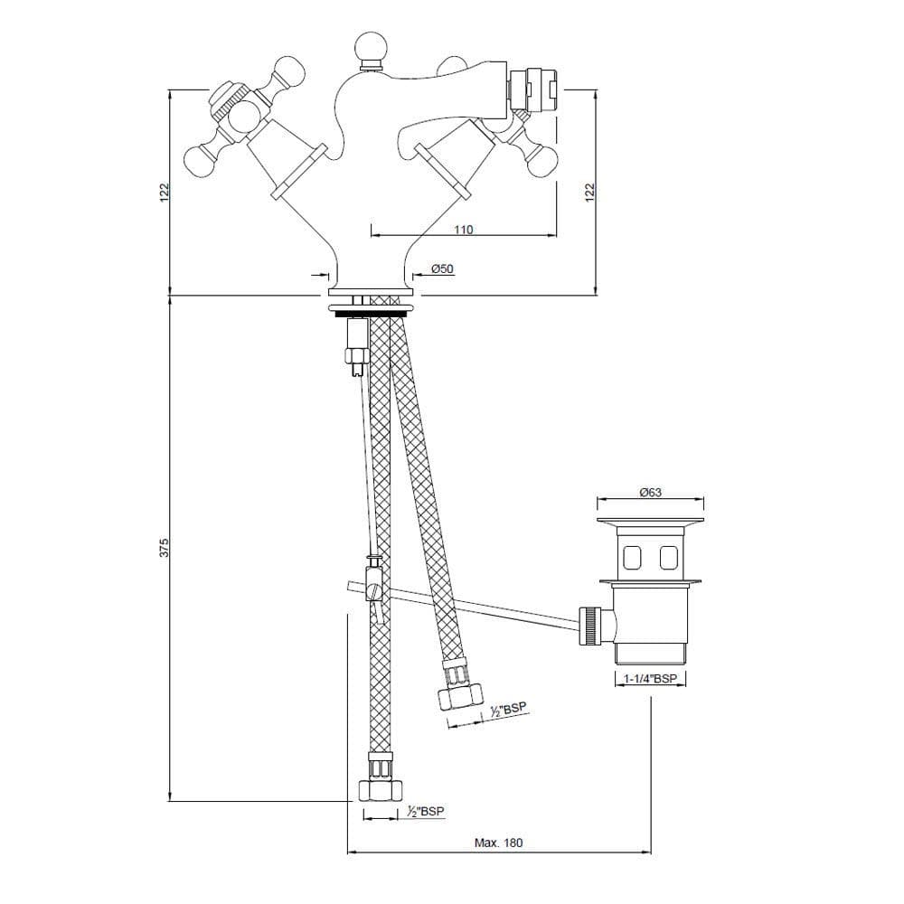 Jaquar 1 Hole Bidet Mixer Queen’s series QQT-BLM-7613B Black Matt - image 3