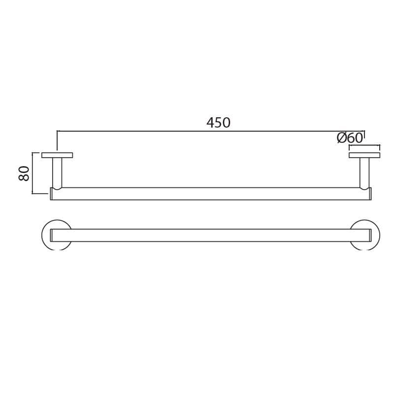 Jaquar Single Towel Rail 450mm Long Continental series ACN-BCH-1111BSM Black Chrome - image 2