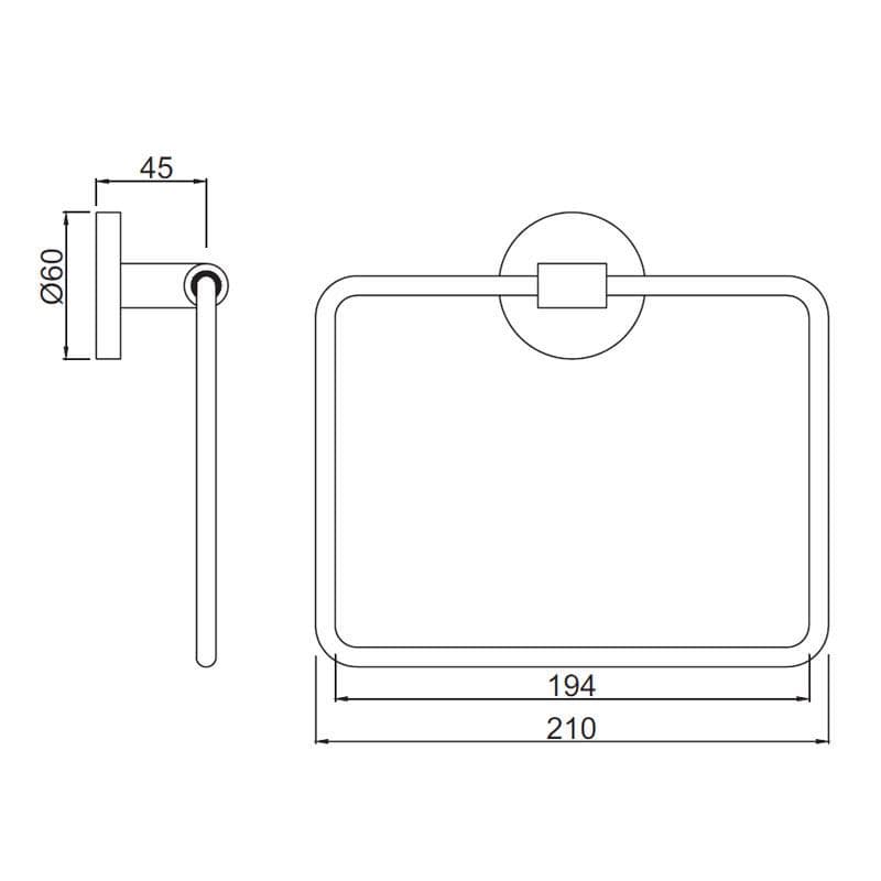 Jaquar Towel Ring Square with Round Flange Continental series ACN-BCH-1121N Black Chrome - image 2