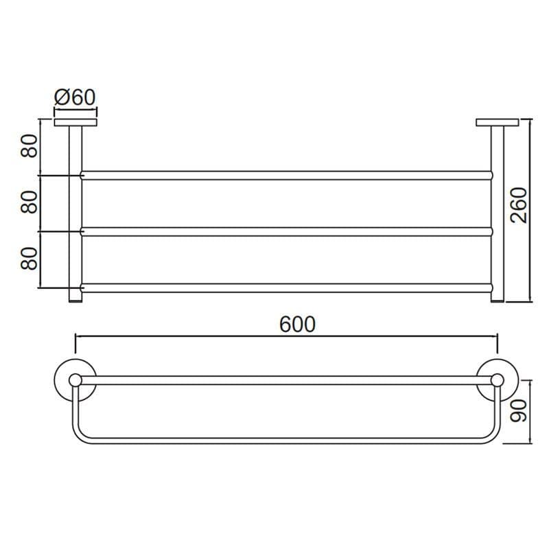 Jaquar Towel Rack 600mm Long with Lower Hangers Continental series ACN-ACR-1181S Antique Copper - image 2
