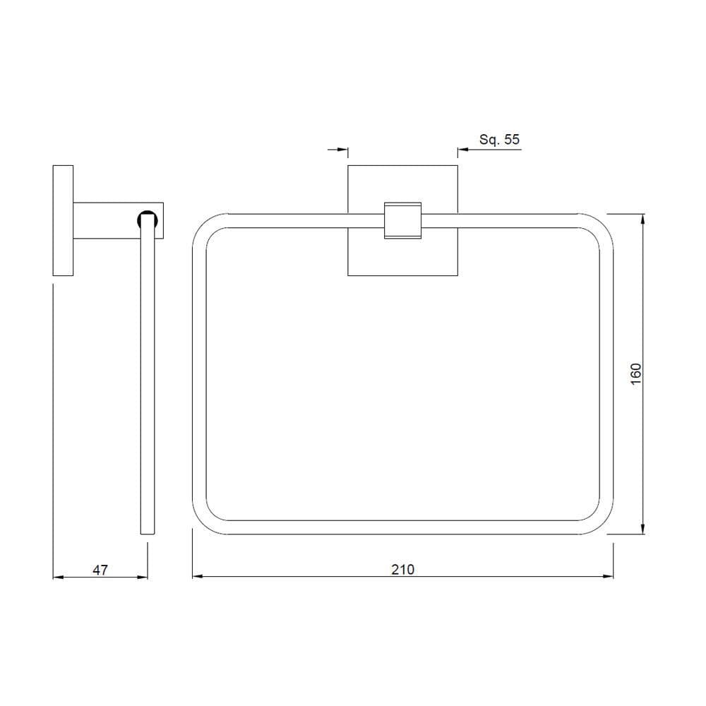 Jaquar Towel Ring Square Kubix Prime Bathroom Accessories series AKP-GBP-35721P Gold Bright PVD - image 2