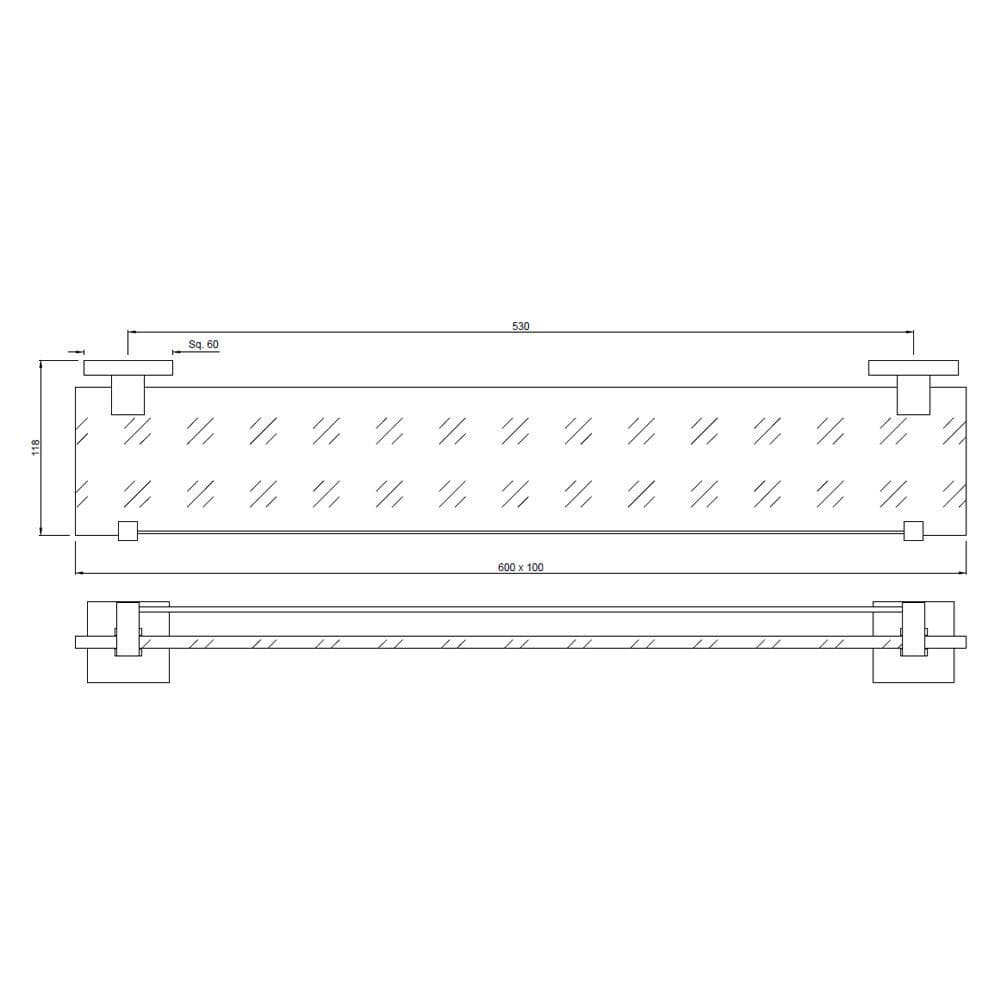 Jaquar Glass Shelf 600mm Long Kubix Prime Bathroom Accessories series AKP-BCH-35771P Black Chrome - image 2