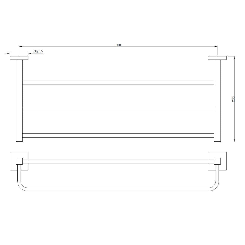 Jaquar Towel Rack 600mm long with Lower Hangers Kubix Prime Bathroom Accessories series AKP-BCH-35781PS Black Chrome - image 2