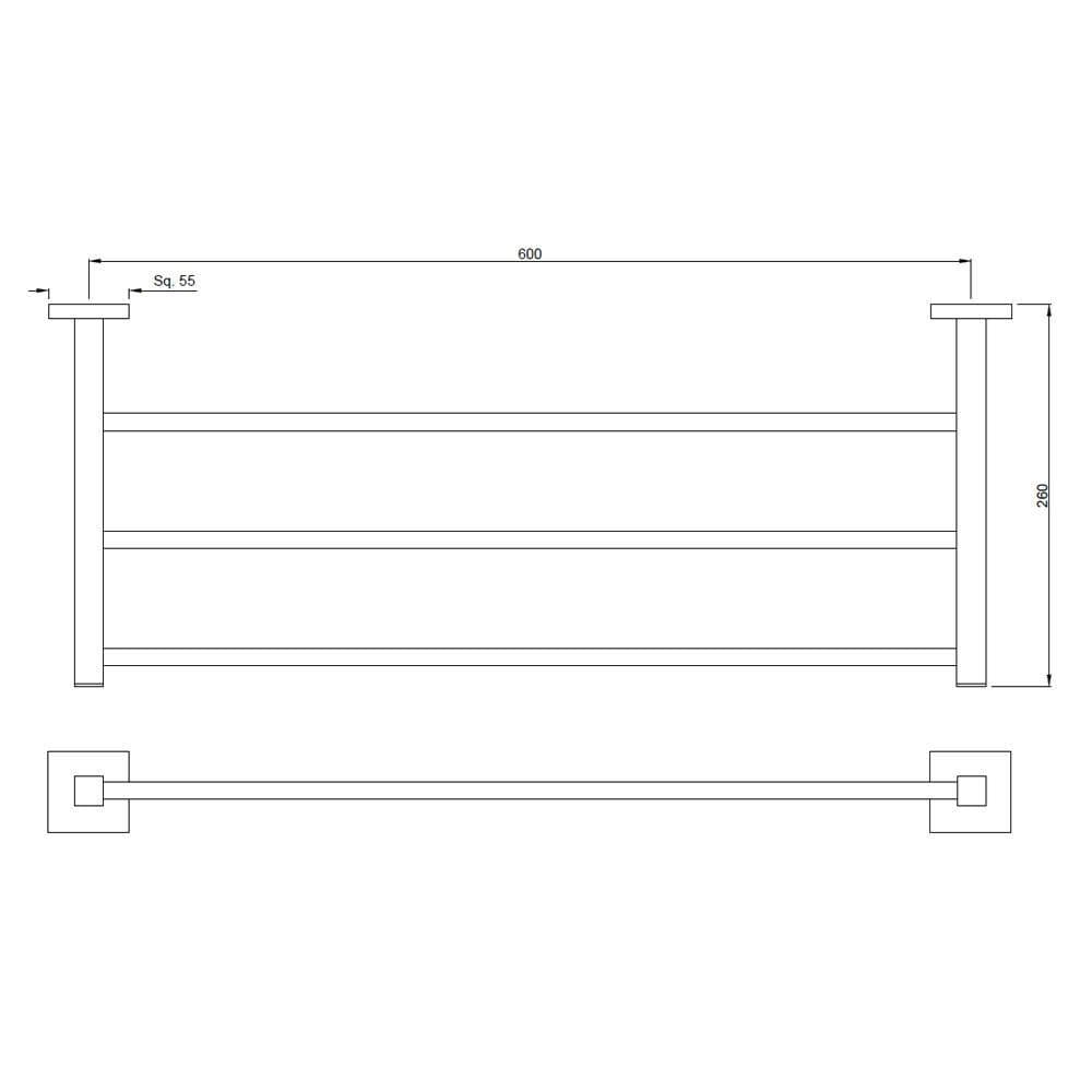 Jaquar Towel Rack 600mm long without Lower hangers Kubix Prime Bathroom Accessories series AKP-BCH-35781PFS Black Chrome - image 2